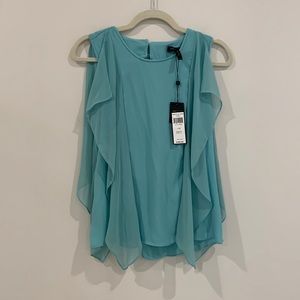 BCBG Maxazria Aqua Sleeveless Blouse Partly Open Back Size XS